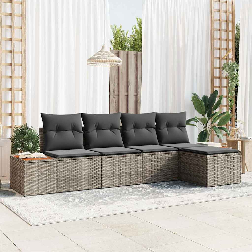 Gartensofa-set mit Kissen mit Speicher 6 pcs Grau Polyrattan