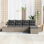Gartensofa-set mit Kissen mit Speicher 6 pcs Grau Polyrattan