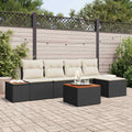 Gartensofa-set mit Kissen 6 pcs Schwarz und Creme Polyrattan