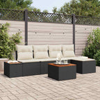 Gartensofa-set mit Kissen 6 pcs Schwarz und Creme Polyrattan