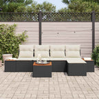 Gartensofa-set mit Kissen 6 pcs Schwarz und Creme Polyrattan