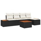 Gartensofa-set mit Kissen 6 pcs Schwarz und Creme Polyrattan