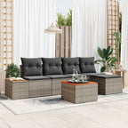 Gartensofa-set mit Kissen mit Speicher 6 pcs Grau Polyrattan