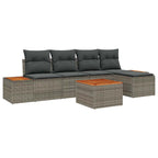 Gartensofa-set mit Kissen mit Speicher 6 pcs Grau Polyrattan