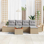 Gartensofa-set mit Kissen 6 pcs Beige und Hellgrau Polyrattan
