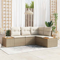 Gartensofa-set mit Kissen 4 pcs Beige und Creme Polyrattan