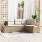 Gartensofa-set mit Kissen 4 pcs Beige und Creme Polyrattan