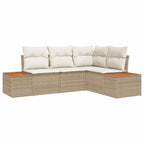 Gartensofa-set mit Kissen 4 pcs Beige und Creme Polyrattan