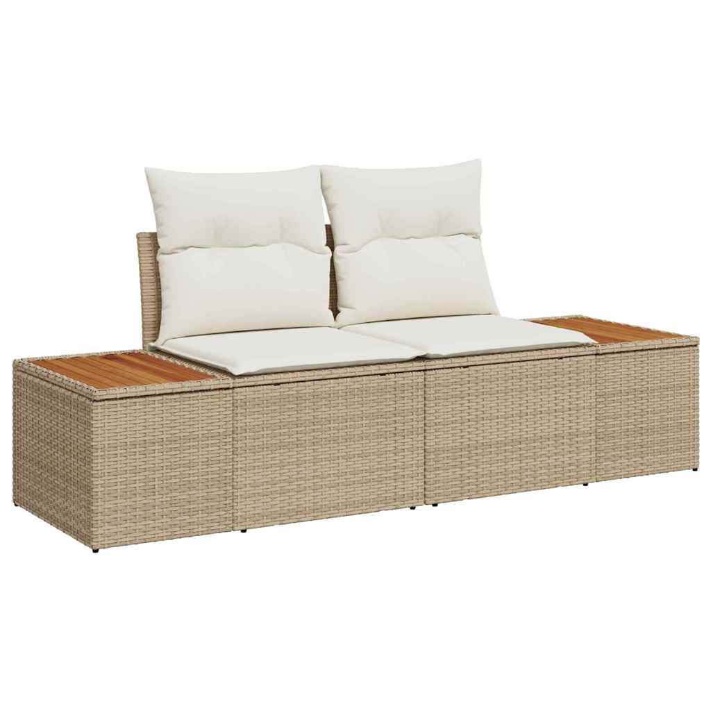 Gartensofa-set mit Kissen 4 pcs Beige und Creme Polyrattan