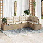 Garten-Sofa-Set mit Kissen 5 pcs Beige und Creme Poly Rattan