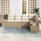 Garten-Sofa-Set mit Kissen 5 pcs Beige und Creme Poly Rattan