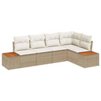 Garten-Sofa-Set mit Kissen 5 pcs Beige und Creme Poly Rattan