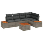 Garten-Sofa-Set mit Kissen mit Speicher 6 pcs Grau Poly Rattan