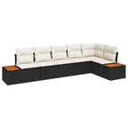 Gartensofa-set mit Kissen 6 pcs Schwarz und Creme Polyrattan