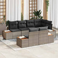 Gartensofa-set mit Kissen mit Speicher 7 pcs Grau Polyrattan