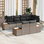 Gartensofa-set mit Kissen mit Speicher 7 pcs Grau Polyrattan