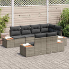 Gartensofa-set mit Kissen mit Speicher 7 pcs Grau Polyrattan