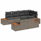 Gartensofa-set mit Kissen mit Speicher 7 pcs Grau Polyrattan