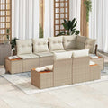 Gartensofa-set mit Kissen 7 pcs Beige und Creme Polyrattan