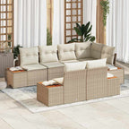 Gartensofa-set mit Kissen 7 pcs Beige und Creme Polyrattan