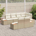 Gartensofa-set mit Kissen 7 pcs Beige und Creme Polyrattan