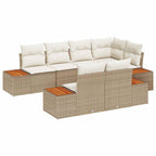 Gartensofa-set mit Kissen 7 pcs Beige und Creme Polyrattan