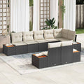 Gartensofa-set mit Kissen 8 pcs Schwarz und Creme Polyrattan