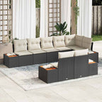 Gartensofa-set mit Kissen 8 pcs Schwarz und Creme Polyrattan