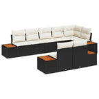 Gartensofa-set mit Kissen 8 pcs Schwarz und Creme Polyrattan