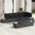 Gartensofa-set mit Kissen mit Speicher 8 pcs Schwarz Polyrattan