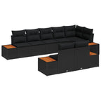 Gartensofa-set mit Kissen mit Speicher 8 pcs Schwarz Polyrattan