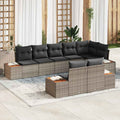 Gartensofa-set mit Kissen mit Speicher 8 pcs Grau Polyrattan