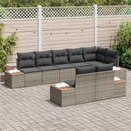 Gartensofa-set mit Kissen mit Speicher 8 pcs Grau Polyrattan