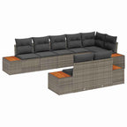 Gartensofa-set mit Kissen mit Speicher 8 pcs Grau Polyrattan