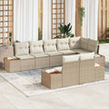 Gartensofa-set mit Kissen 8 pcs Beige und Creme Polyrattan