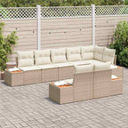 Gartensofa-set mit Kissen 8 pcs Beige und Creme Polyrattan