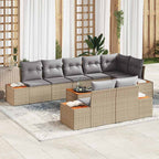 Gartensofa-set mit Kissen 8 pcs Beige und Hellgrau Polyrattan