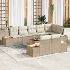 Gartensofa-set mit Kissen 8 pcs Beige und Creme Polyrattan