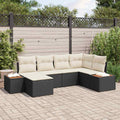 Gartensofa-set mit Kissen 7 pcs Schwarz und Creme Polyrattan
