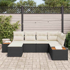 Gartensofa-set mit Kissen 7 pcs Schwarz und Creme Polyrattan