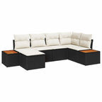 Gartensofa-set mit Kissen 7 pcs Schwarz und Creme Polyrattan