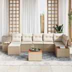 Gartensofa-set mit Kissen 8 pcs Beige und Creme Polyrattan