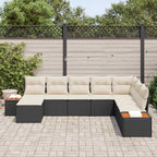 Gartensofa-set mit Kissen 9 pcs Schwarz und Creme Polyrattan