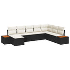 Gartensofa-set mit Kissen 9 pcs Schwarz und Creme Polyrattan