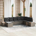 Gartensofa-set mit Kissen mit Speicher 9 pcs Grau Polyrattan