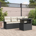 Gartensofa-set mit Kissen 5 pcs Schwarz Poly Rattan