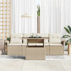 Gartensofa-set mit Kissen mit Speicher 5 pcs Beige Poly Rattan