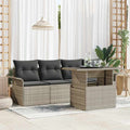 Gartensofa-set mit Kissen 5 pcs Hellgrau Poly Rattan