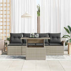 Gartensofa-set mit Kissen 5 pcs Hellgrau Poly Rattan