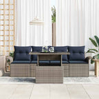 Garten-Sofa-Set mit Kissen mit Speicher 5 pcs Grau Poly Rattan